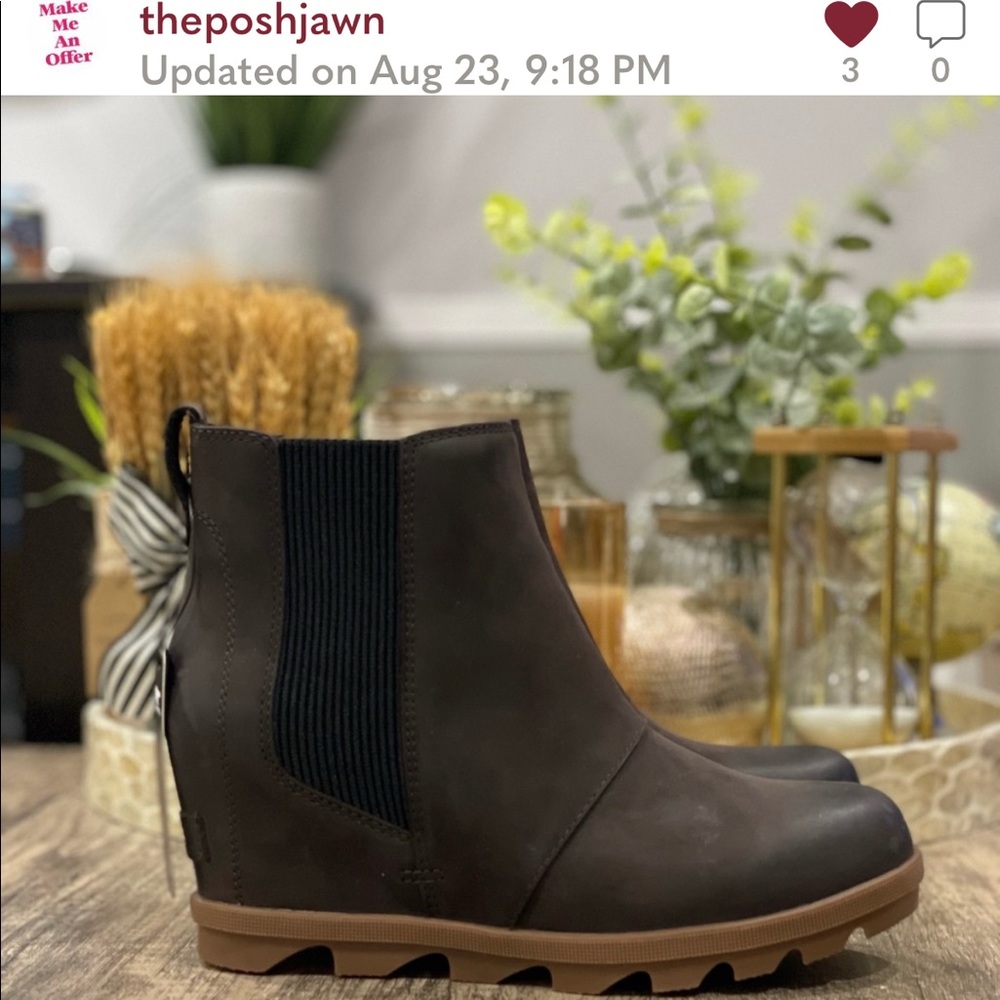 🆕 Sorel Joan of Arctic Waterproof Leather Wedge II Chelsea Boot Women's 9